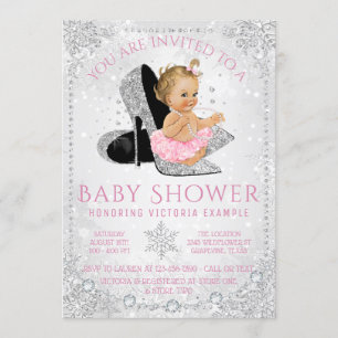 Invitation Baby shower des Filles hiver Wonderland Snowflakes