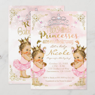 Invitation Baby shower des filles roses Tutu et Crown Twin