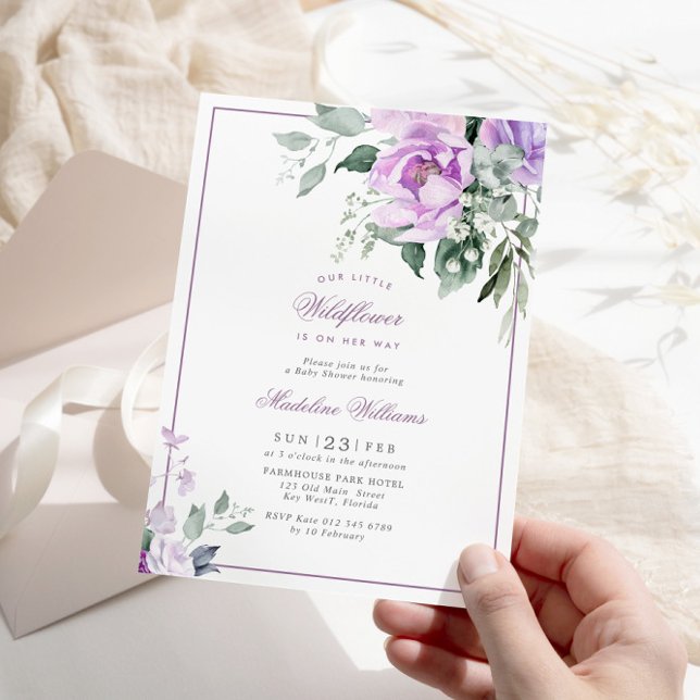 Invitation Baby shower des fleurs de violet d'Eucalyptus (Créateur téléchargé)