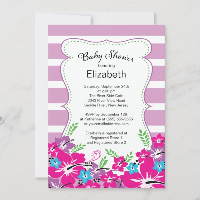 Invitation Baby shower des fleurs tropicales modernes d'Hibis (Devant)