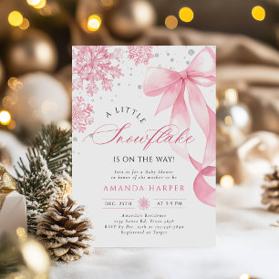 Invitation Baby shower des flocons de neige de Bow rose d'hiv