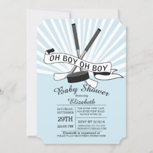 Invitation Baby shower des garçons de hockey Oh Boy moderne