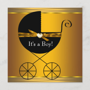 Invitation Baby shower des Garçons de transport noir et or