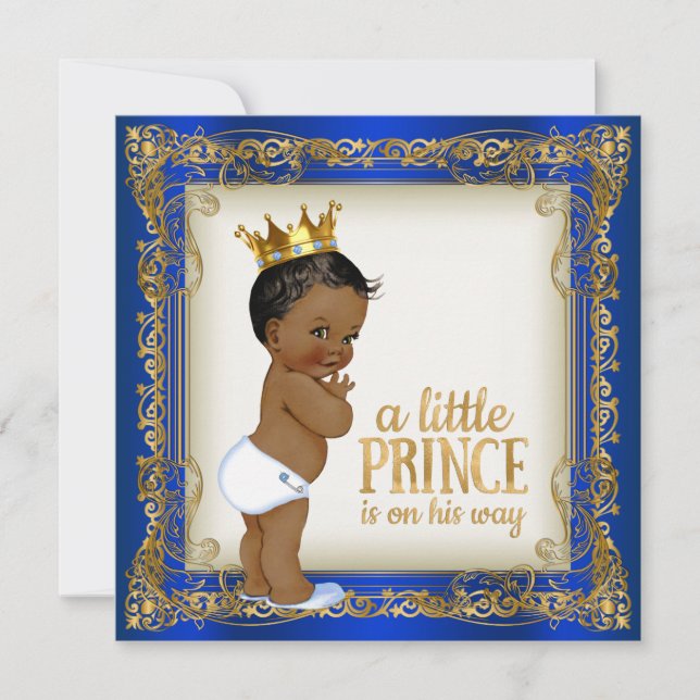 Invitation Baby shower des garçons ethniques d'Afro-Américain (Devant)
