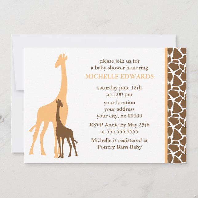 Invitation Baby shower des Giraffes adorables (Devant)