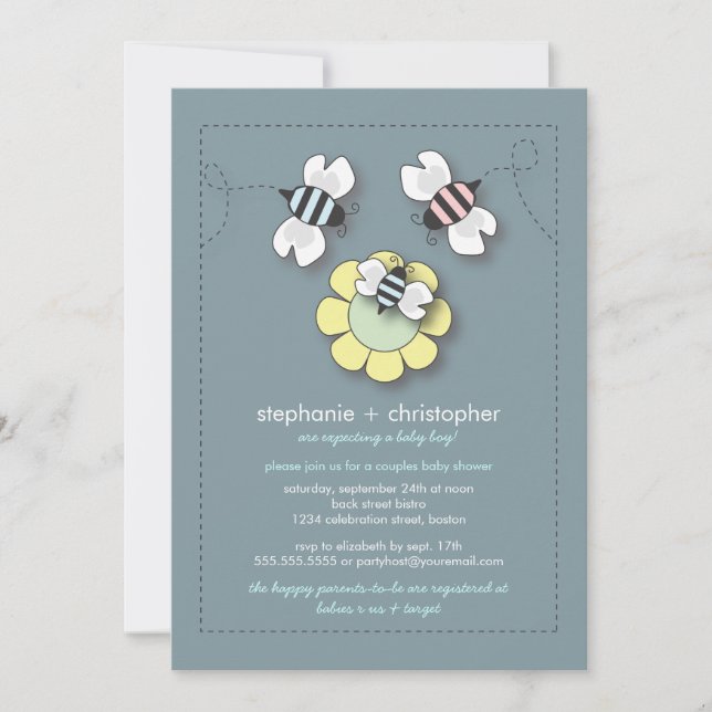 Invitation Baby shower des heureux couples de la f (Devant)