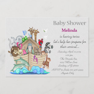 Invitation Baby shower des jumeaux Ark de Noah