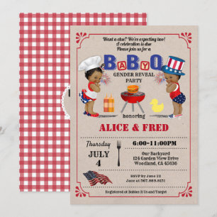 Invitation baby shower des jumeaux de la fête de l'Indépendan