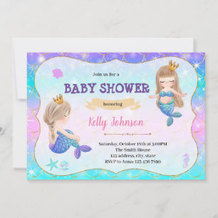 Invitation baby shower des jumeaux de Sirène