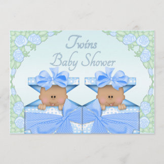 Invitation Baby shower des jumeaux ethniques dans la boîte à