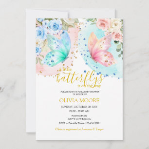 Invitation baby shower des jumeaux papillon