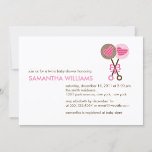 Invitation Baby shower des jumelles de baby-foot
