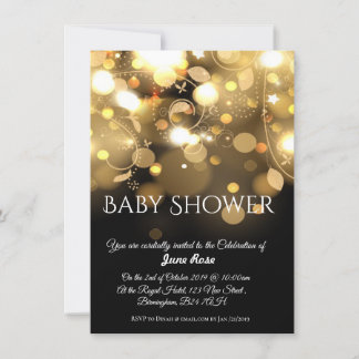 Invitation Baby shower des lumières noir et or