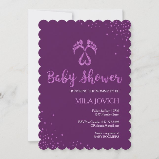 Invitation Baby shower des marches pour les filles (Devant)