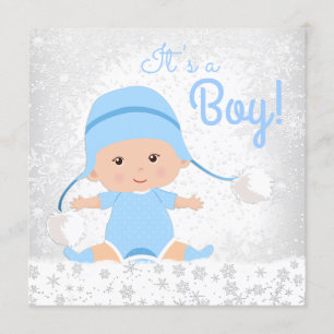 Invitation Baby shower des merveilles hivernales de Blue Snow