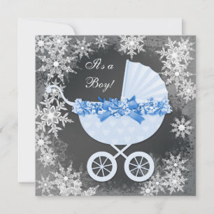 Invitation Baby shower des merveilles hivernales de Blue Snow