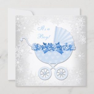 Invitation Baby shower des merveilles hivernales de Blue Snow