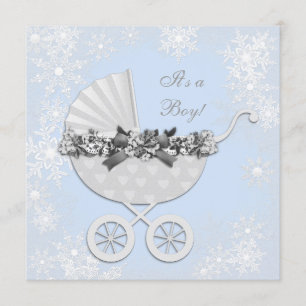Invitation Baby shower des merveilles hivernales de Blue Snow