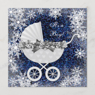 Invitation Baby shower des merveilles hivernales de Blue Snow