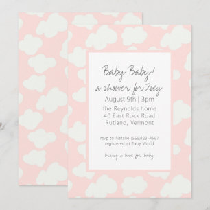 Invitation Baby shower des nuages roses