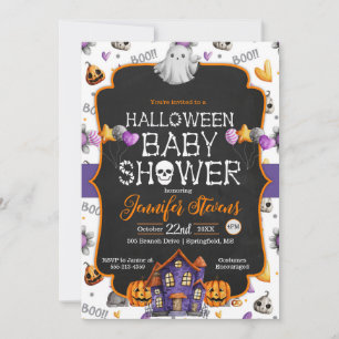 Invitation Baby shower des os d'aquarelle d'Hallow