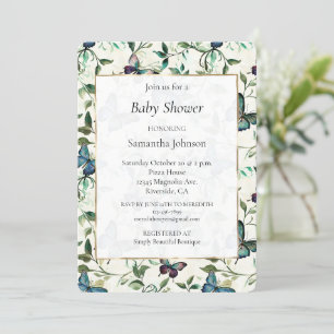 Invitation Baby shower des papillons bleus