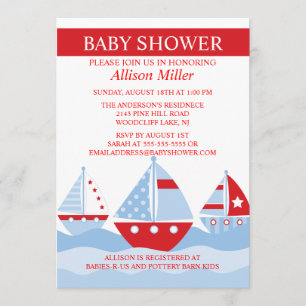 Invitation Baby shower des petits voiliers nautiques