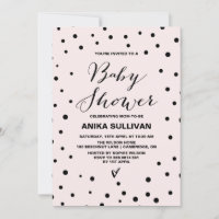 Baby shower des points Confetti Noir et Blush