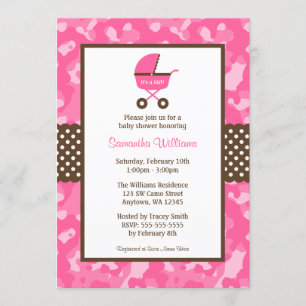 Invitation Baby shower des points de transport Brown Camo Pin