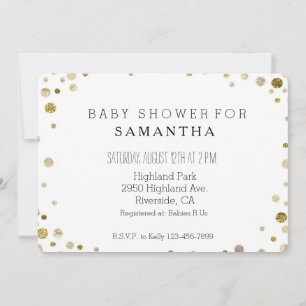 Invitation Baby shower des points Gold Bokeh Confetti