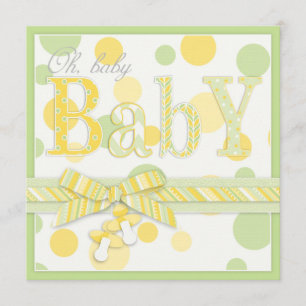 Invitation Baby shower des points jaunes de la menthe