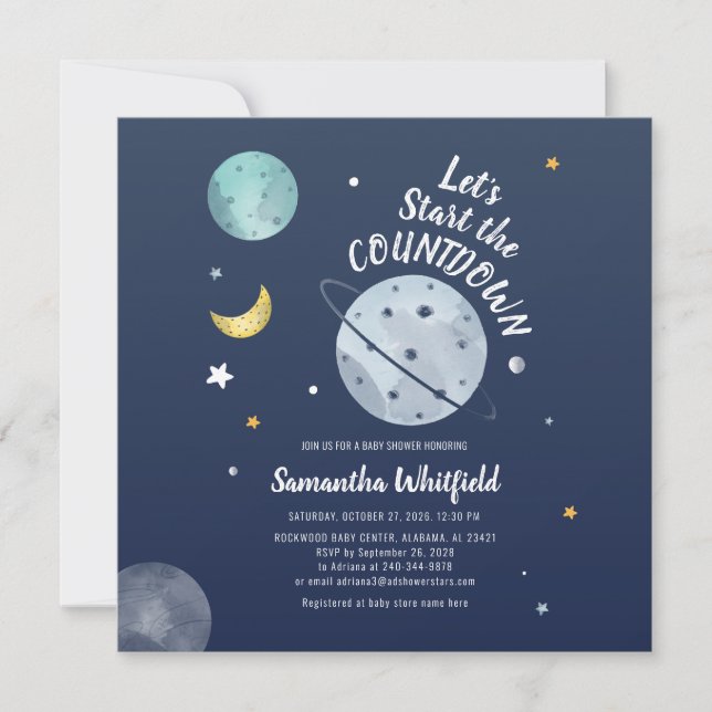 Invitation Baby shower des sciences spatiales (Devant)