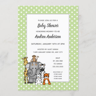 Invitation baby shower des sexes neutre pour les animaux de l