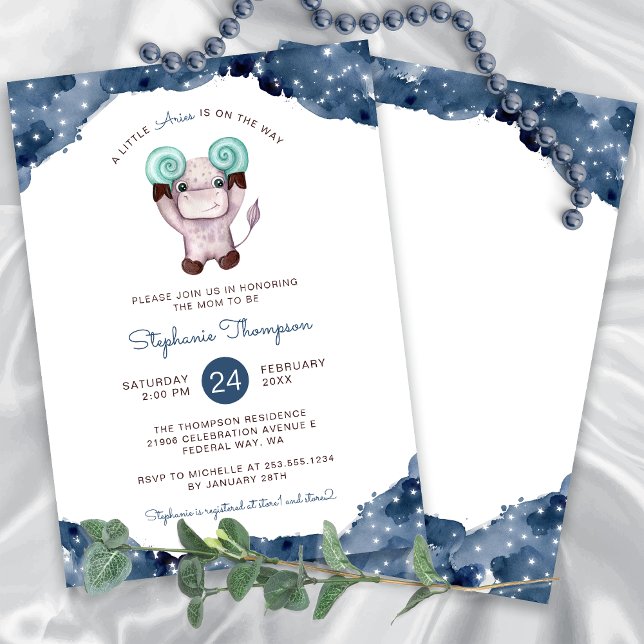 Invitation Baby shower des signes astrologiques des baies cél (Celestial Aries Astrology Sign Baby Shower Invitation)