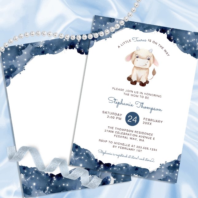 Invitation Baby shower des signes astrologiques du Taurus cél (Celestial Taurus Astrology Sign Baby Shower Invitation)