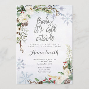 Invitation Baby shower des Snowflakes de Noël d'hiver blanc