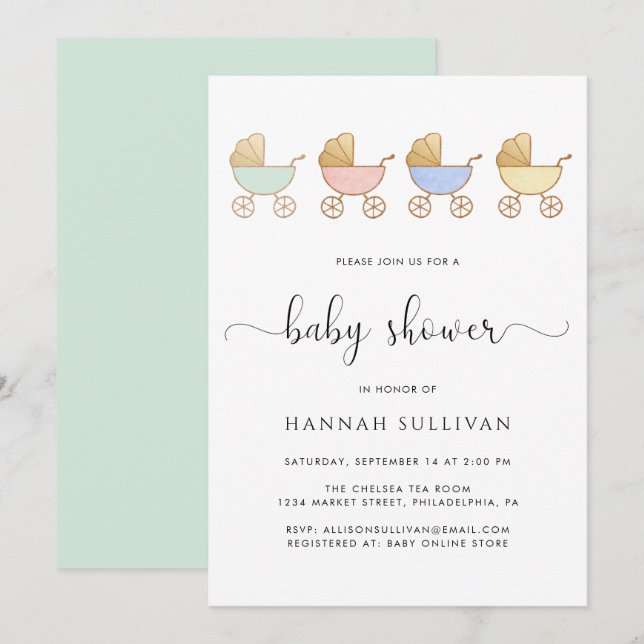 Invitation Baby shower des transports de marchandises (Devant / Derrière)