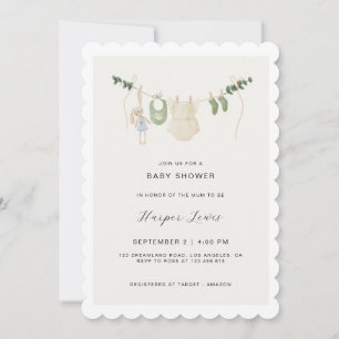 Invitation Baby shower des vêtements neutres selon le genre I