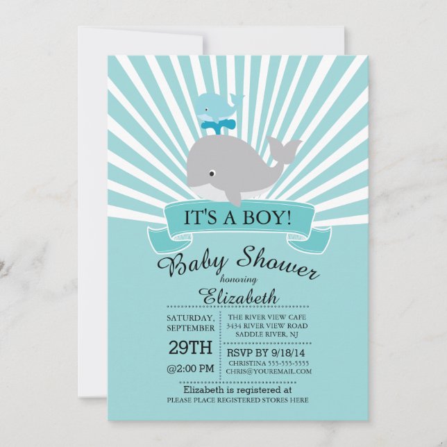 Invitation Baby shower des Whale Boys (Devant)