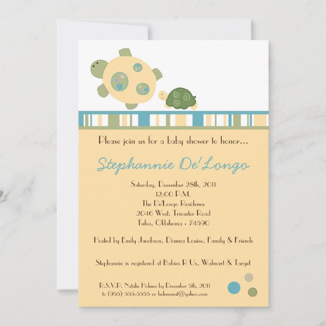 Invitation Baby shower d'escargot de la Mer de la  (Devant)