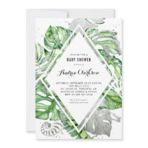 Baby shower d'été à huile d'argent Feuille tropica