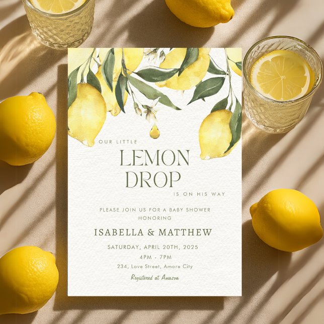 Invitation Baby shower d'été à la goutte de citron (Lemon Drop Summer Baby Shower Invitation)