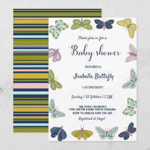 Invitation Baby shower d'été aux papillons colorés