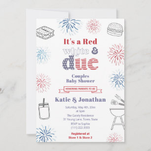 Invitation Baby shower d'été blanc rouge
