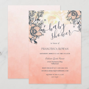Invitation Baby shower d'été Coral Poppy