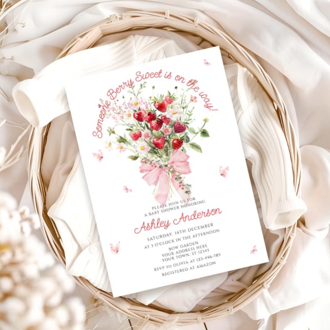 Invitation Baby shower d'été de la baie rose Bow (Créateur téléchargé)