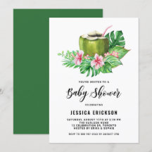 Baby shower d'été de la noix de coco à l'aquarelle