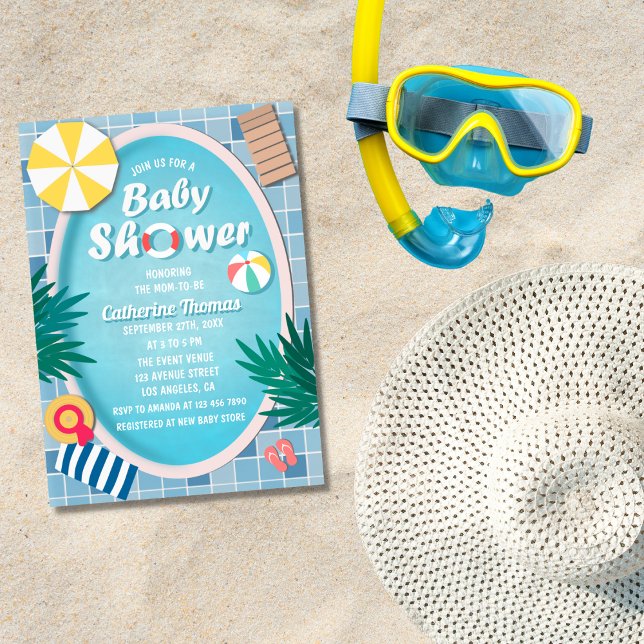 Invitation Baby shower d'été de la Piscine tropicale (Créateur téléchargé)