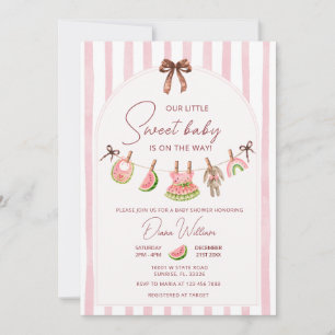 Invitation Baby Shower d'été Pastèque Rose