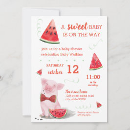 Invitation Baby shower d'été Watermelon Pig Sweet Baby